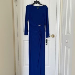 Lauren Ralph Lauren Evening Sapphire Blue Maxi Dress- 8